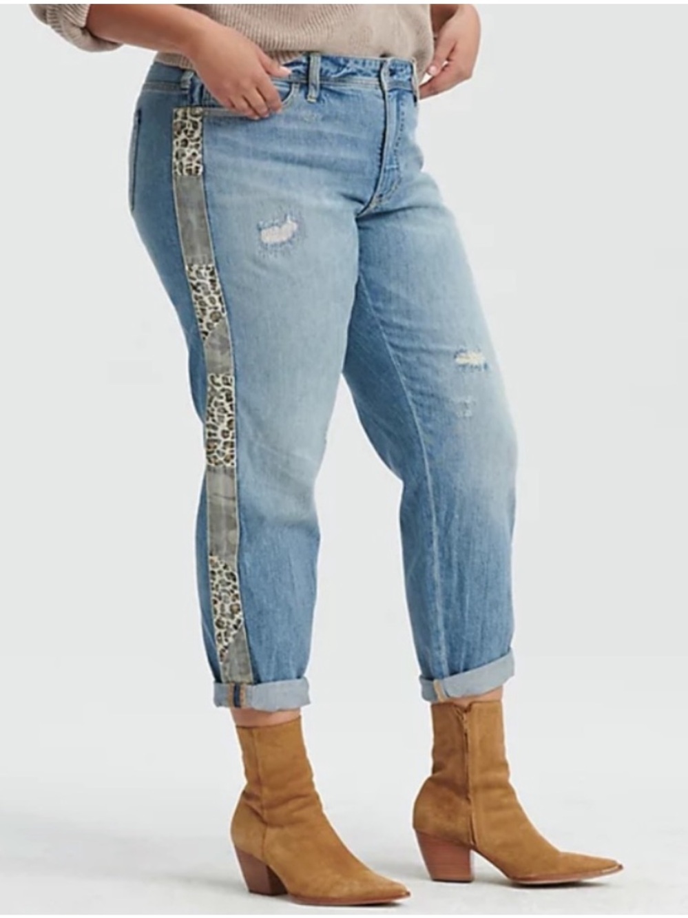 Anthropologie Pilcro A+ Slim Boyfriend Denim Jeans Leopard Camo 26W Plus Sized